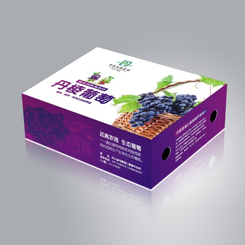 水果包裝設計-丹棱葡萄包裝設計|新鮮水果葡萄簡裝禮盒包裝設計效果圖