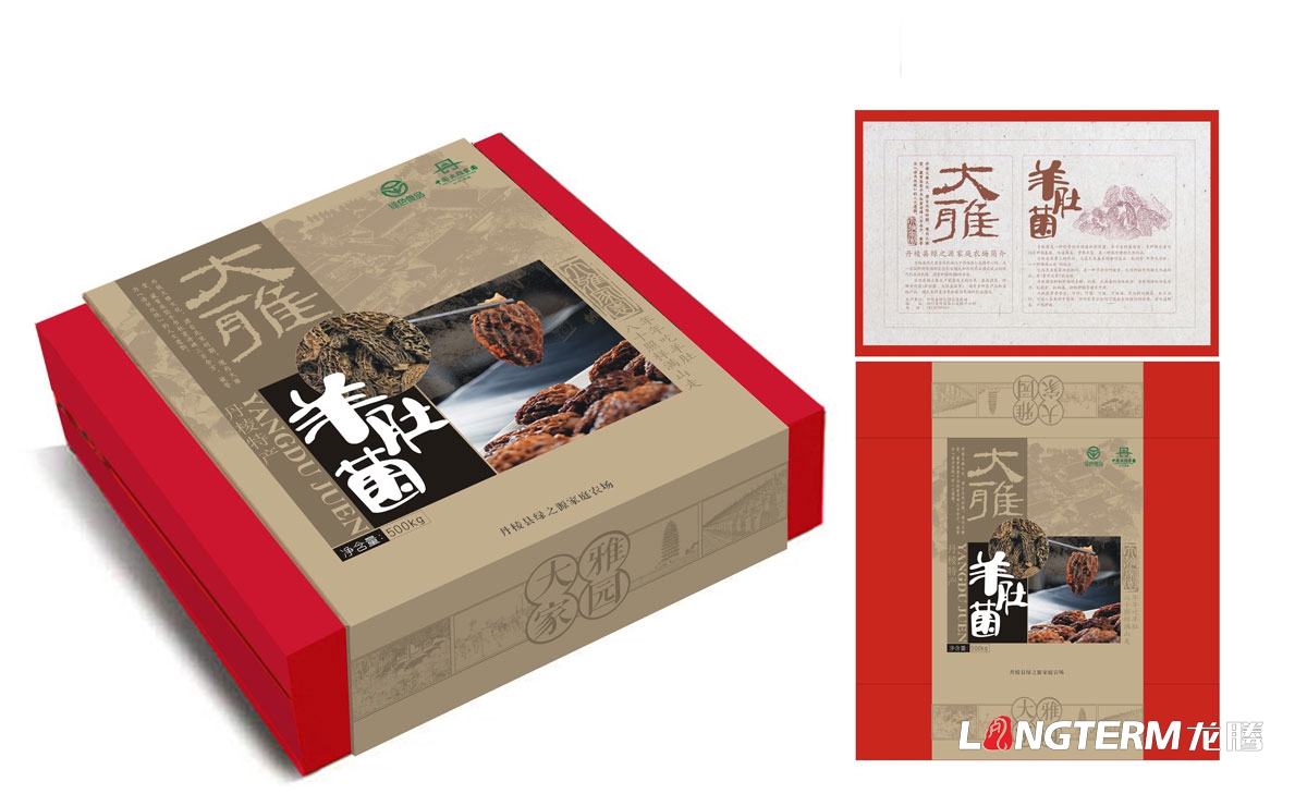 丹棱大雅羊肚菌包裝設計|養生保健品山珍菌類包裝禮盒設計效果圖|丹棱特色產品菌類包裝