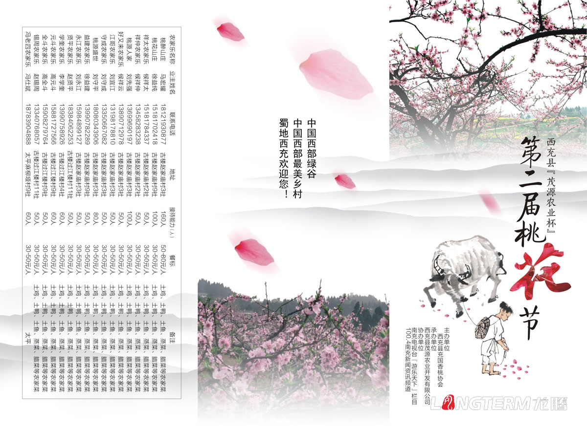 西充桃花節旅游宣傳折頁DM單設計|西充縣旅游節活動宣傳物料設計|西充縣DM單折頁廣告宣傳單設計