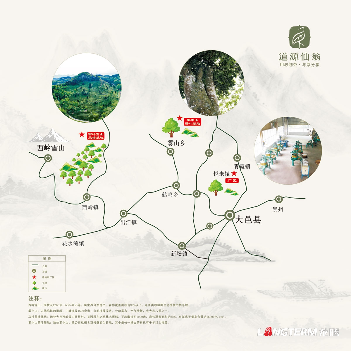 道源仙翁茶業公司三折頁廣告設計_成都道源仙翁茶業有限公司宣傳物料設計_大邑縣茶葉廣告設計公司
