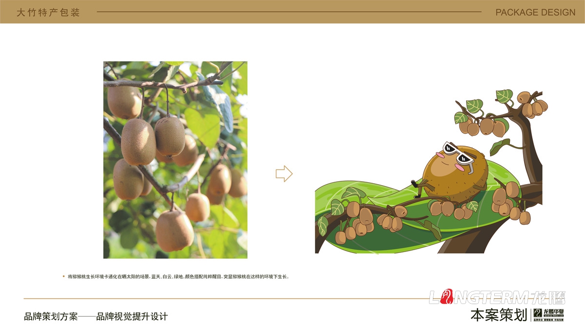 大竹特產紅心獼猴桃水果包裝設計_農產品快遞盒包裝箱設計公司